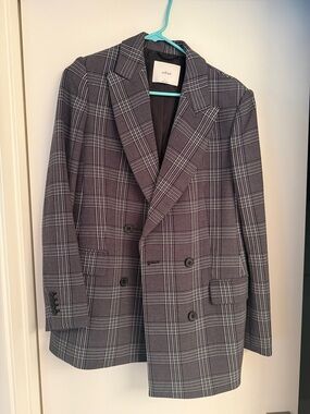 Alfred Double-Breasted Gray Plaid Blazer